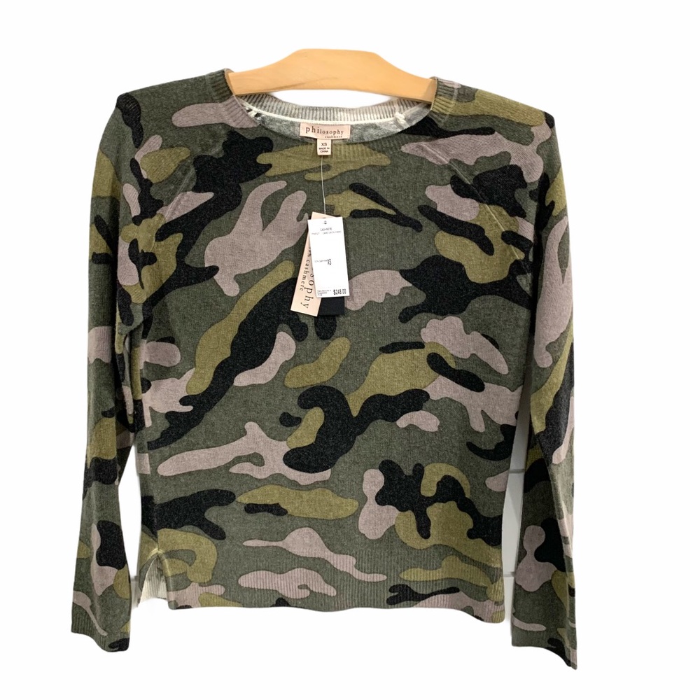 Philosophy Camouflage Crewneck Sweater in Olive, Black, Taupe